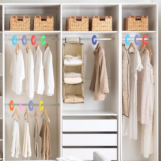 uxcell 10 Pcs Clothes Dividers,Round Closet Rack Dividers Clothing Rack Size Dividers Blank Labels Writable & Reusable for Hanging Clothes Sorting Size, Red