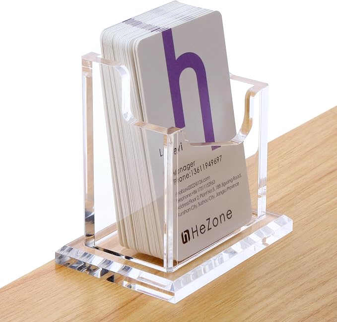 HeZone Vertical Business Card Holder Display for Desk 1 Slot Acrylic Business Card Stand Rack for Women and Men (1 Slot Vertical) for Exhibition,Home&Office