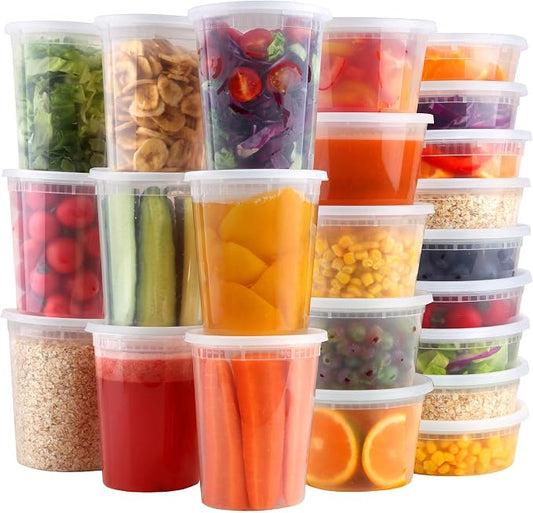 Deli Containers with Lids, 8/16/32oz, 48 Sets 【8,16,32oz 16 Each】 | BPA Free,Microwave Dishwasher Leakproof Freezer Safe,Takeout Soup Containers with Lids,Food Storage Containers with Lids