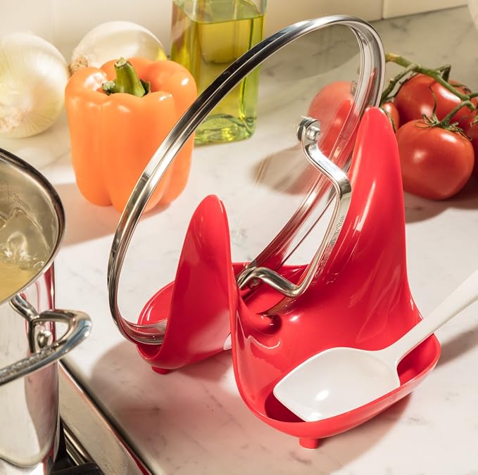 Hutzler Pot Lid Stand & Spoon Rest, Green