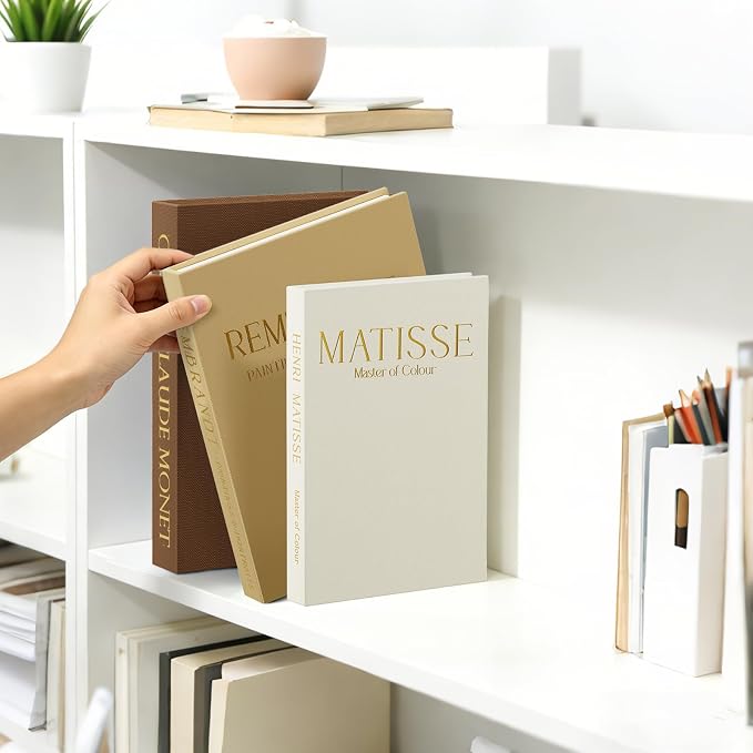 Set of 3 Decorative Books for Home Decor, Linen Faux Books for Coffee Table, Bookshelf or Mantel, Aesthetic Fake Book Storage Boxes with Magnetic Snap for Photo Organization & Keepsakes Box
