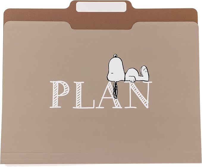 Snoopy File Folders Pack by Graphique, Set of 9 (3 Designs), Letter Size Organizers, Decorative Office Supplies, 1/3-Cut Tabs