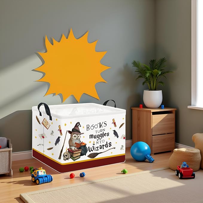 Rectangular Baby Kids Storage Basket Boys for Home Kitchen Girls Cute Toy Storage Bin Organizer Shelf Book Room Decor(Magic)