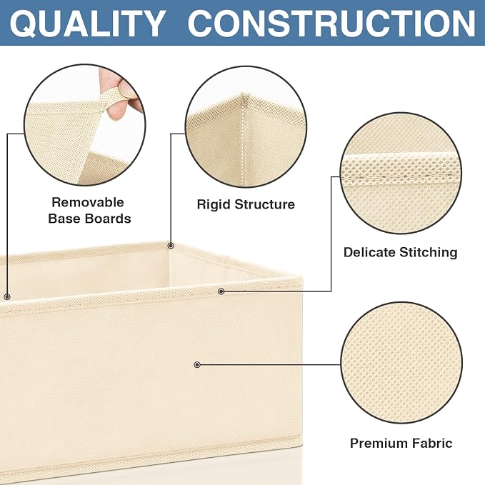 Criusia Drawer Organizer Clothes, 24 Pack Dresser Organizer Bins for Nursery Bedroom, Closet Organization and Storage Dividers for Clothing, Baby Clothes, Underwears, Socks (Beige)