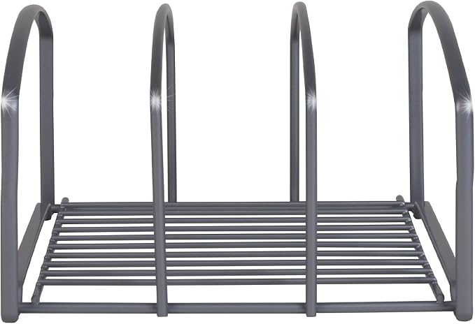 Deco Brothers Cookware Organizer Rack for Kitchen Cabinet, 3 Slot Holder, Silver