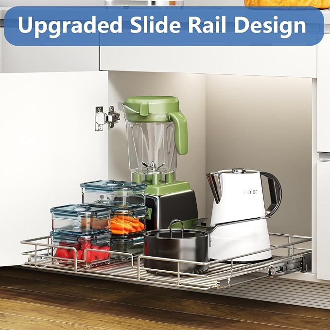 ROOMTEC Pull Out Cabinet Organizer, Cabinet Pull Out Shelves 28½" W x 21½" D, Heavy Duty Cabinet Drawers Slide Out Kitchen Cabinet Organizers Storage Shelf