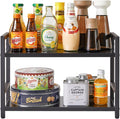 IBUYKE 2-Tier Spice Rack Industrial Counter Shelf Desktop Storage Organizer Standing Seasoning Rack for Countertop Kitchen Office Living Room Desktop Black UTLJ002B