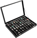 100 Slots Ring Case Organizer Display Box,Rings Holder Storage Boxes for Jewelry Showcase with Glass Lid (Black Velvet).