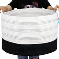 Casaphoria XXXLarge Cotton Rope Basket 22" X 22"X 14" Blanket Basket for Living Room Woven Basket Soft Laundry Blanket Basket storage basket bin with Handle（pack of 1）