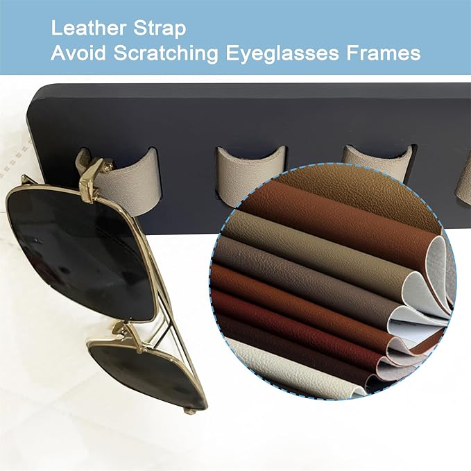 Sunglasses Organizer Wall Mounted Wood Sunglass Holder for Home Glasses Holder/Sunglasses Rack,Home Decor (Gray-1pcs-long)