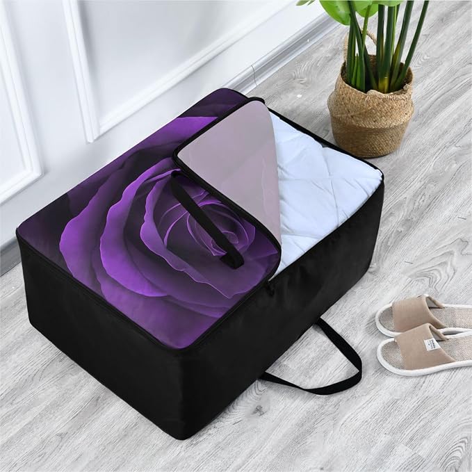 Blueangle Multipurpose Moisture Proof Foldable Purple Rose Storage Bag for Clothes Comforter Quilt Bedspread Pillow Blanket (100L)