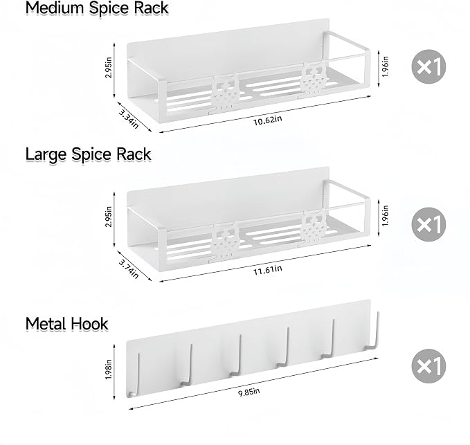 Magnetic Spice Rack,Magnetic Shelf for Fridge,Spice Organizer,Fridge Organizer,Kitchen Storage Organization with Magnetic Hooks,Owl Home Decor(White)