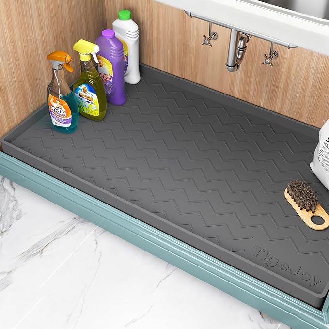 TigeJoy 40" x 22" Under Sink Mats for Kitchen Waterproof, Leak-Proof Silicone Mat Sink Protector and Cabinet Liner, Kitchen Essentials Organizer and Storage, Boot or Shoe Tray, Pet Feeding Mat