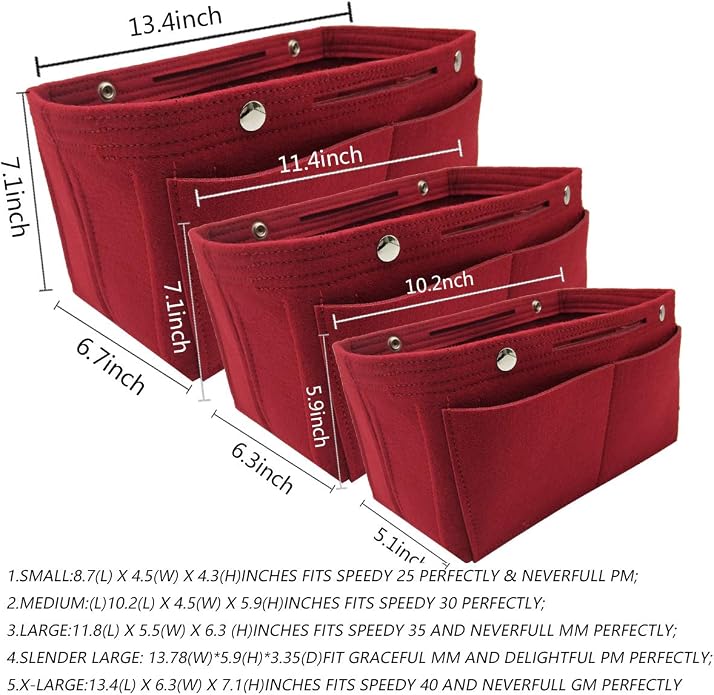 LEXSION Felt Purse Organizer Insert Multi Pocket Bag Organizer Shaper | zipper bag, tote shaper, multi pocket bag, handbag shaper, various sizes
