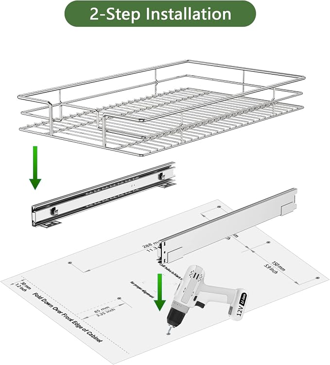 LOVMOR Pull Out Cabinet Organizer 27" W x 21½" D, Kitchen Cabinet Pull Out Shelves Slide Out Storage