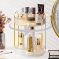 360 Rotating Makeup Organizer for Vanity, Bathroom Countertop Spinning Perfume Organizer, High-Capacity Cosmetic and Skincare Dresser Make Up Holder Rack (2 Tiers, White)