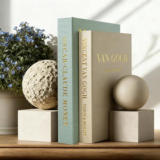 Decorative Books for Home Decor, Modern Fake Books Storage Boxes | Set of 2 Linen Coffee Table Books with Hidden Storage, Stackable Photo Keepsake Box for Living Room Bookshelf Decor, Sage