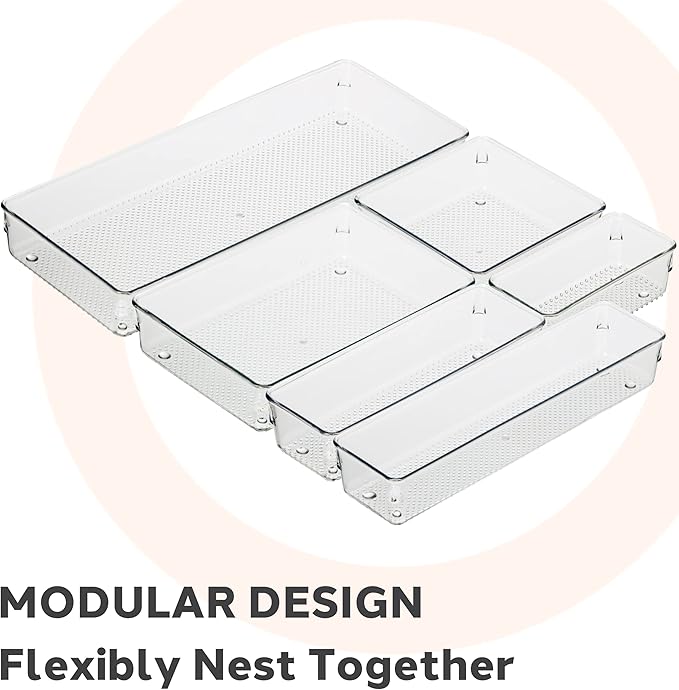 Oggi Clear Drawer Organizer, 3" X 9" | Pack of 2 | For Kitchen | For Office | For Bathroom