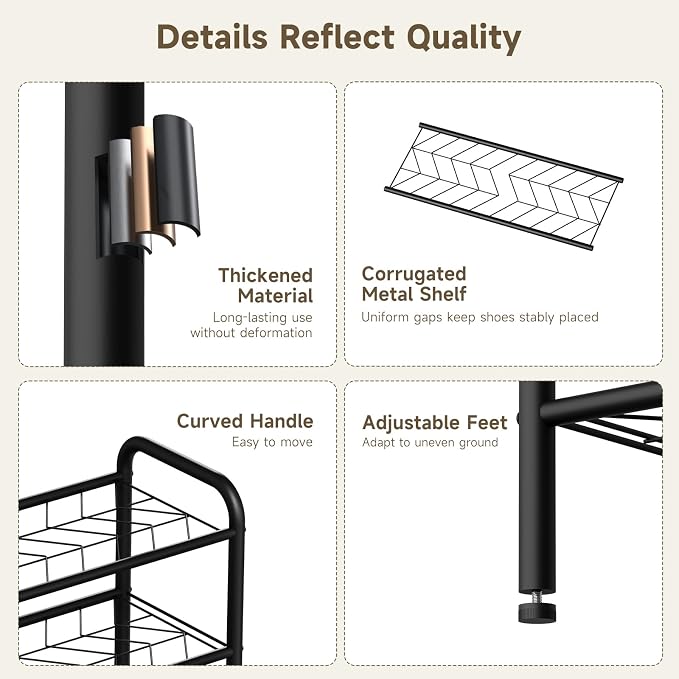 Shoe Rack,Long Shoe Organizer For Closet,Wide Shoe Storage For Entryway, 2 Tier Sturdy Metal Free Standing Shoe Shelf
