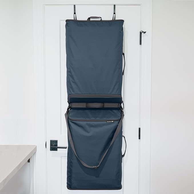 CleverMade Convertible Double Laundry Hamper, 43L, Over-the-Door, Ocean | Dual compartments, bottom zippers, hooks and carry strap streamline sorting and unloading for dorms, apartments and bathrooms