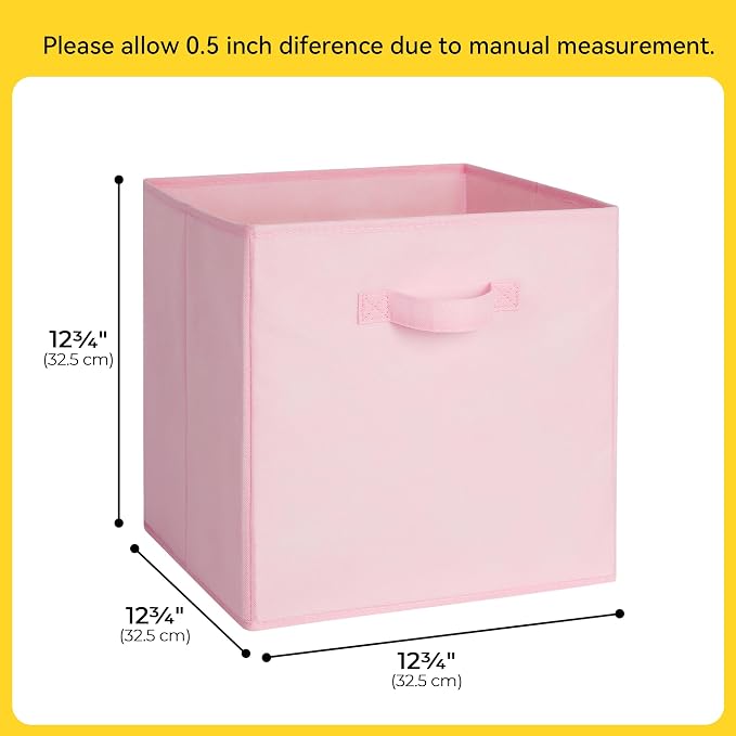 Cupic Cupid 13 Inch Storage Cube, Fabric Cube Storage Bin with Handles, Storage Cube Organizer for Clothes and Toys, Collapsible Cube Bins for Closet, Shelves, Nursery, 6-Pack, Pink Gradient