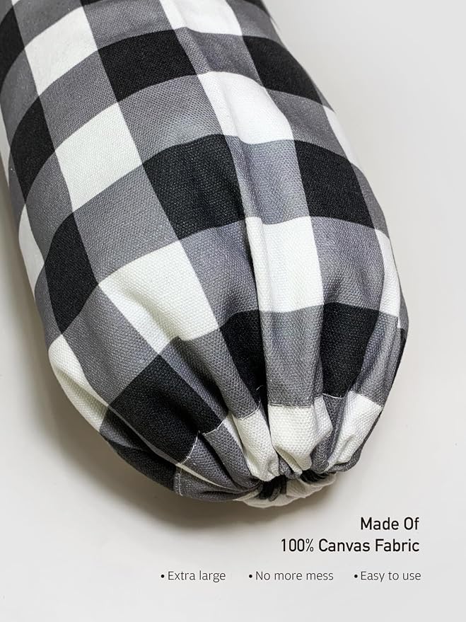 Grocery Bag Holder Black White Checked Plastic Bags Holder Organizer Storage Buffalo Plaid Bag Holder for Plastic Trash Bags Cute Farmhouse Kitchen Decor