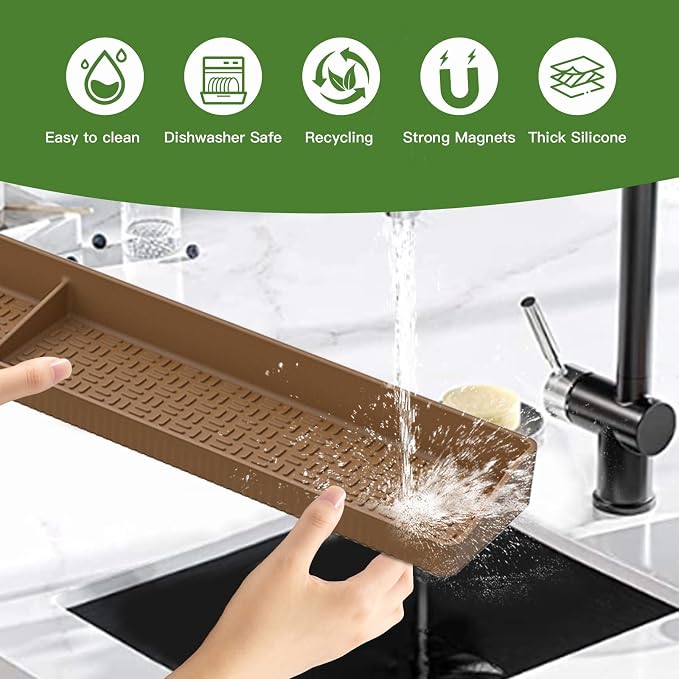 30 Inch Silicone Stove Top Shelf Magnetic for Kitchen, Strong Magnetic Heat Resistant Spice Rack Organizer for Over Stove Oven -(Bronze)