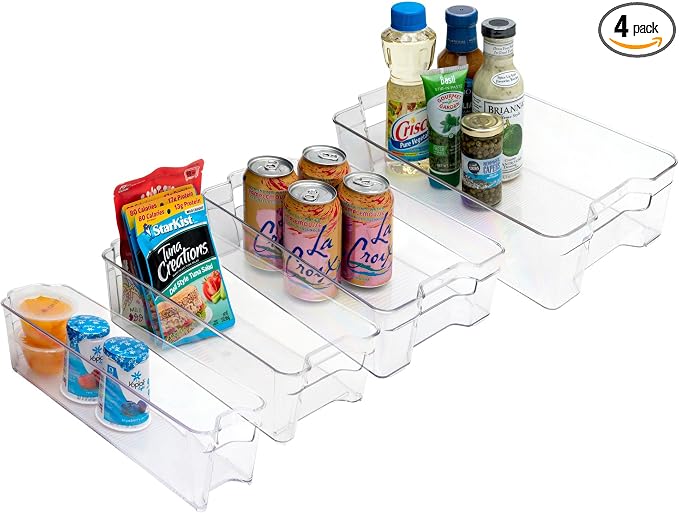 Dial Industries, Inc.Fridge, Kitchen Pantry Stackable Organizer Bins, Set of 4, Assorted Sizes