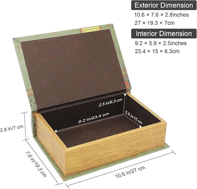 PACOLO Decorative Book Boxes, Faux Wood cover Storage for Hidden Jewelry, Money, and Cash (Jane Eyre)