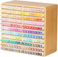 walowalo Markers Organizer Hold 176 Markers Birthday Gifts Bamboo Pen Holder Art Supply Pencil Alcohol Storage Organizer 22 Compartments All-in-One Marker Storage for Home Office Desk Classroom