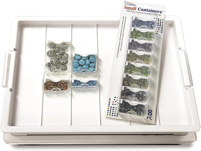 Elizabeth Ward Bead Storage Solutions Plastic Organizer Tray with Clear Snap Shut Lid for Sorting Craft Supplies, Fasteners, Crystals, and More
