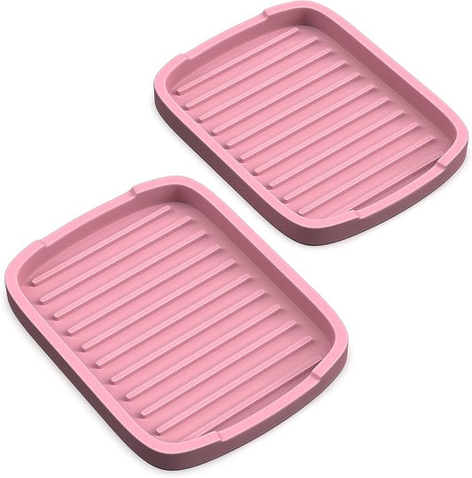 ZAPPOWARE Silicone Sponge Holder -soap Tray - 5.9" X 4.33" Set -2pcs (Pink)