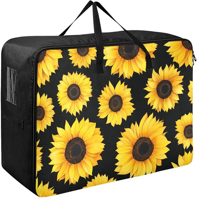 Blueangle Multipurpose Moisture Proof Foldable Sunflower Pattern Storage Bag for Clothes Comforter Quilt Bedspread Pillow Blanket (100L)