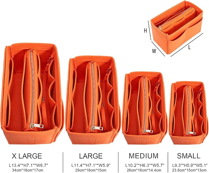 Vercord Felt Organizer Insert For Purse Handbag Tote Bag In Bag Inside Shaper Divider Neo Orange X-Large