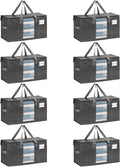 VENO 8 Pack Heavy Duty Moving Bags, Clothes and Comforter Storage Bags with Clear Window, College Dorm Essentials Packing Supplies, Foldable Boxes Alternative (Gray, 8 Pack)