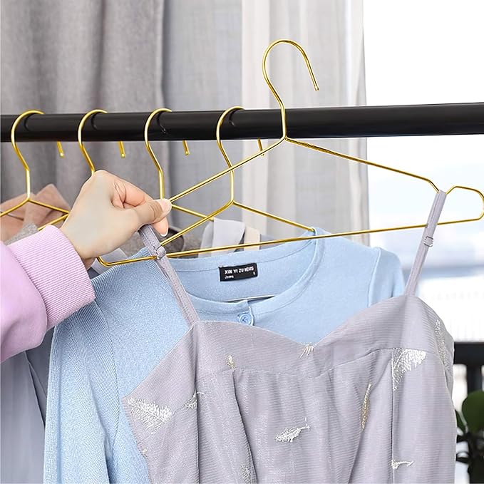 Hangers 20 Pack Gold Clothes Hangers for Closet Ultra Slim Metal Hangars Space Saving Coat Hanger, Heavy Duty Stainless Steel Suit Hanger for Adult Kids Golden Decor Home Essentials