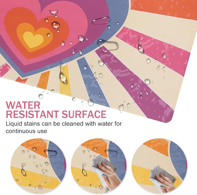 L-SPOUTTO Cute Heart Desk Mat for Keyboard and Mouse,XXL Gaming Mouse Pad | 35.4x15.7in Large Non-Slip Keyboard Pad Waterproof Desktop Mat for Laptop Computer Work Game Home Office