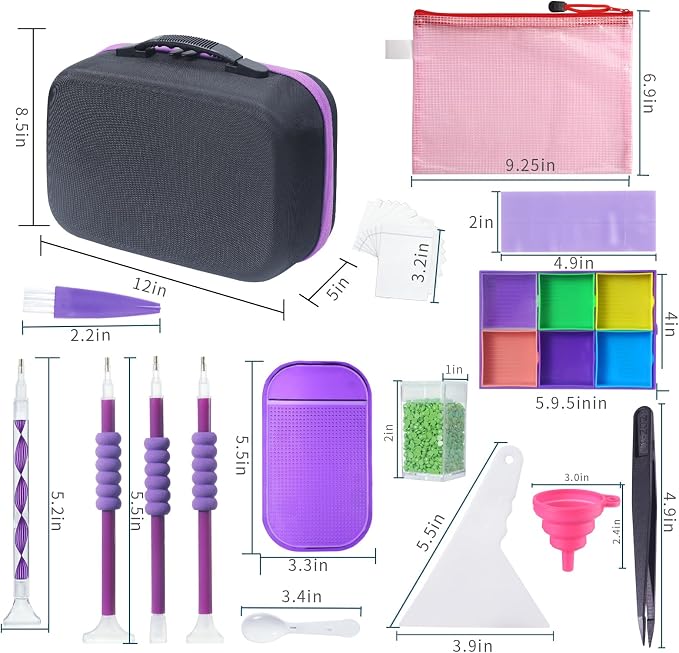 Douorgan Diamond Painting Storage Containers Diamond Painting Accessories and Tools Portable Organizer Shockproof Diamond Art Storage Case Jewelry Beads Storage Box (104 Square Jars)
