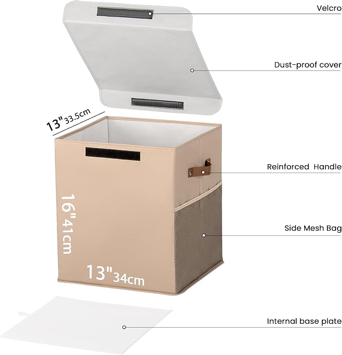 40L Large Toy Storage Box with Lid, Large Toy Box Chest for Kids, Girls and Boys, Nursery Room and Living Room, 13"x13" x16" - Dark Khaki