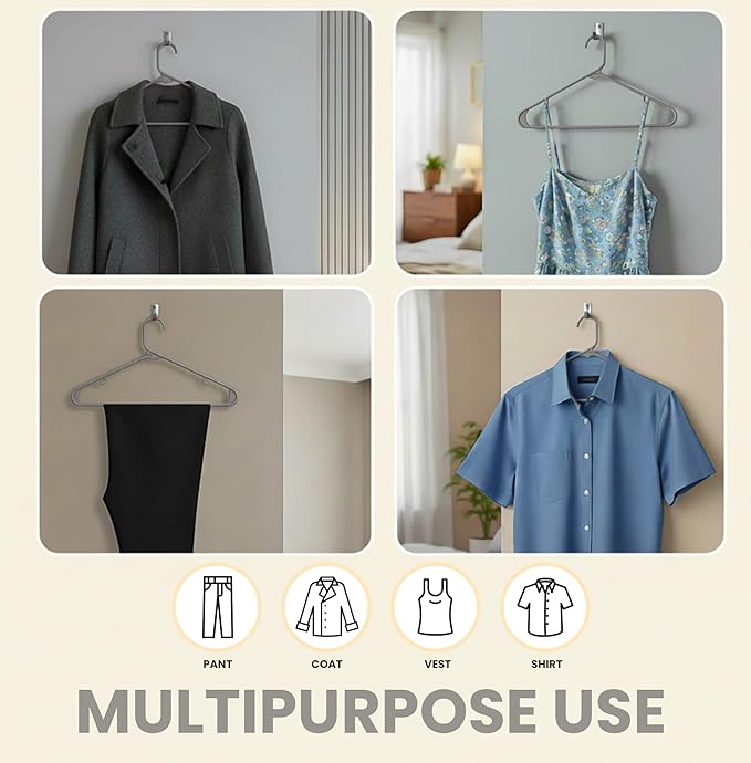 Utopia Home Plastic Hangers 30 Pack – Built-in Strap Hooks Grey | Space saving | Durable & strong | Closet organizer | Ideal for shirts, pants, skirts & coats