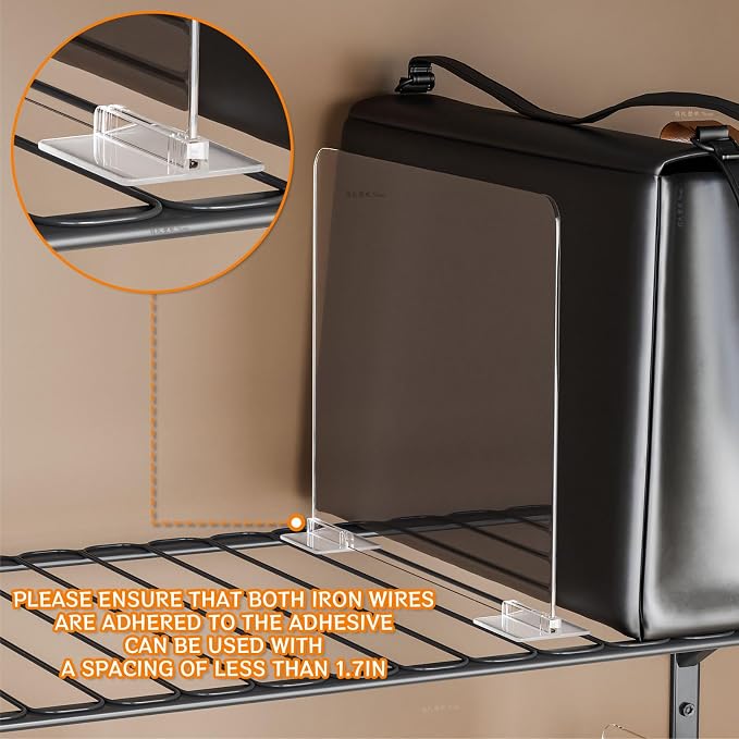 Yieach 8 Pack Acrylic Shelf Dividers for Closet Organization - Suitable for All Cupboard,Wood Shelves -Clear Closet Dividers for T Shirt,Towel,Bag,Purse Dividers,Handbag Organizer,Sweater Organizer