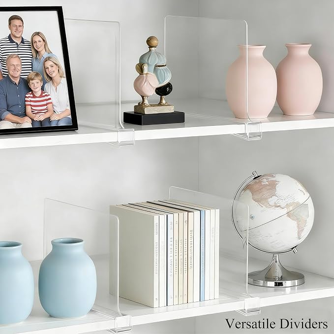 Acrylic Purse Organizer for Closet Shelf Dividers Organization Enthusiasts | Sturdy Shelf Dividers Closet Organizers for Clothes Towel Handbag - Clear Separators for Home Kitchen Office Space Saver