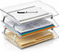 Acrimet 3 Tier Paper Tray Organizer, Stackable Desk File Organizer for Documents, Mail, Letters and Letter Size Paper, Desktop Organizer for Home Office, School and Classroom, Plastic, Crystal Clear