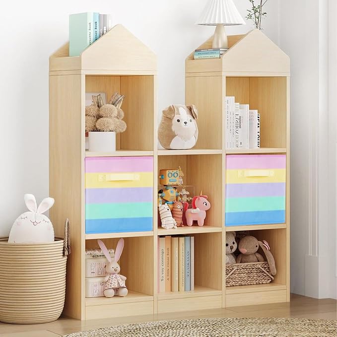 ShellKingdom Foldable Fabric Storage Cubes And Cloth Organizer Drawer For Closet And Toys, 2 Pack (Rainbow)