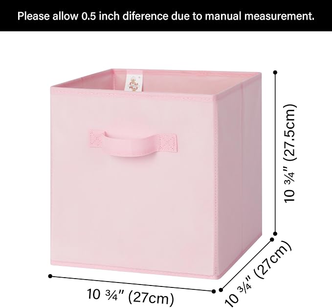 GRANNY SAYS Cube Storage Bins, 11 Inch 6 Pack Storage Cube Organizer, Foldable Fabric Storage Boxes with Handle, Decorative Clothing Storage Baskets for Shelves, Closet, Pink