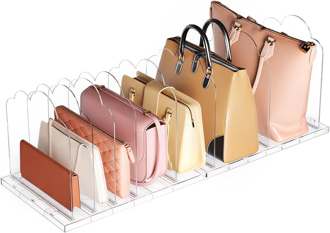 Lifewit Purse Organizer for Closet, 9.7" Tall Clear Handbags Storage Organizer, Adjustable Clutch Organizer Holder for Closet, 2 Pack Bookshelf Dividers for Sweater in Bedroom 35 x 24cm/14 × 9.5"