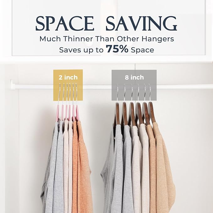 HOUSE DAY Lt Pink Velvet Hangers 20 Pack, Non Slip Clothes Felt Hanger Heavy Duty for Coat, Premium Slim Space Saving Suit Hangers for Closet Organizer, 360° Rotating Silver Hook