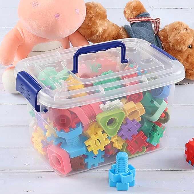 Wekioger 6 Packs 5 Quart Plastic Lidded Storage Bin, Clear Latching Storage Container Box