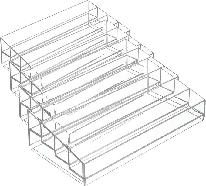 iDesign Tiered Cosmetics & Nail Polish Organizer, The Clarity Collection – 12.75 IN X 6.5IN X 3.75 IN, Clear (Pack of 4)
