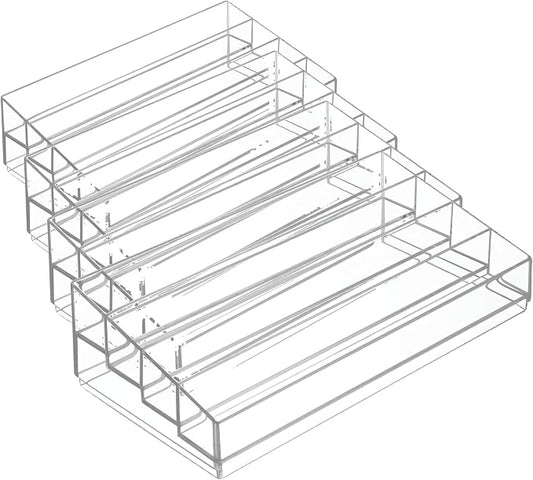 iDesign Tiered Cosmetics & Nail Polish Organizer, The Clarity Collection – 12.75 IN X 6.5IN X 3.75 IN, Clear (Pack of 4)